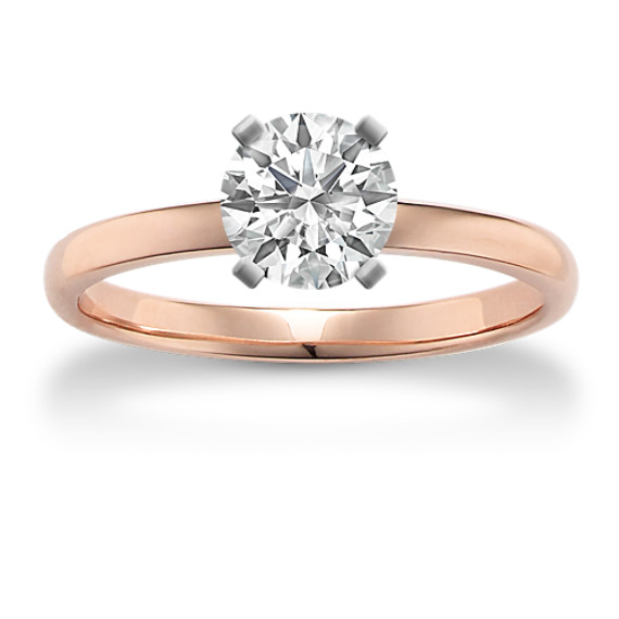 Classic Solitaire Engagement Ring in 14k Rose Gold with Brilliant Round Diamond