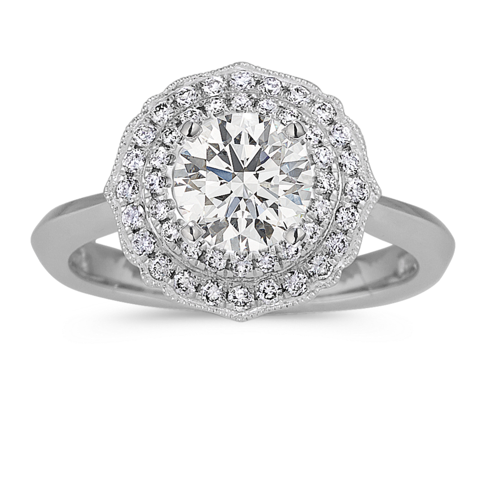 Double Halo Diamond Engagement Ring