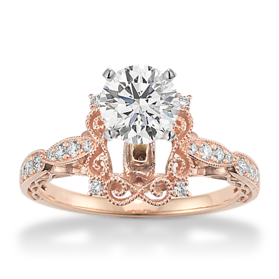 Vintage Diamond Engagement Ring in 14k Rose Gold