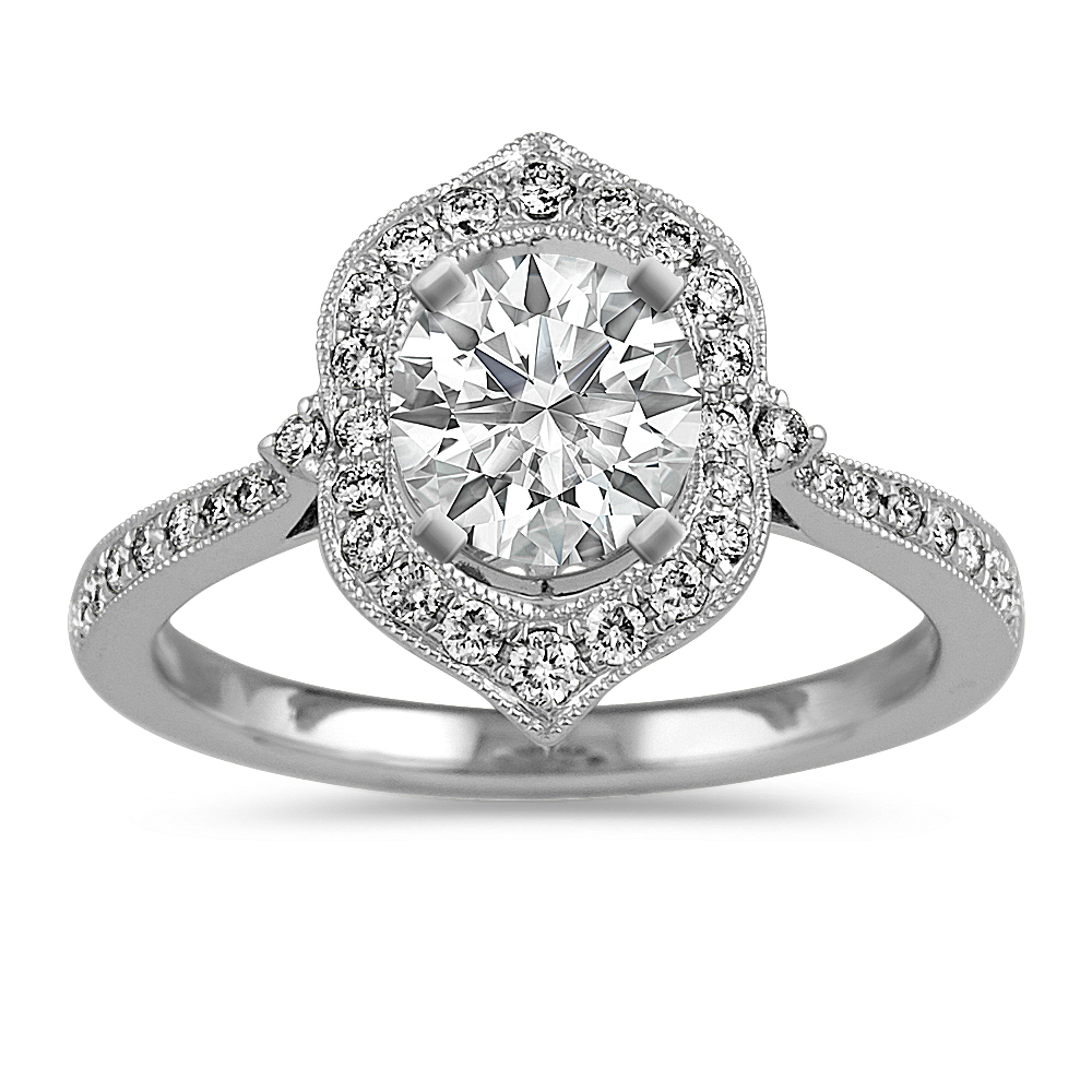 Vintage Diamond Halo Engagement Ring