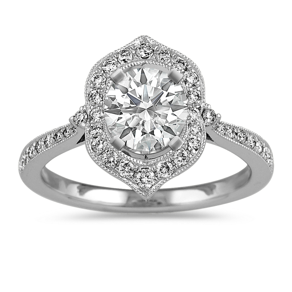 Vintage Diamond Halo Engagement Ring Shane Co