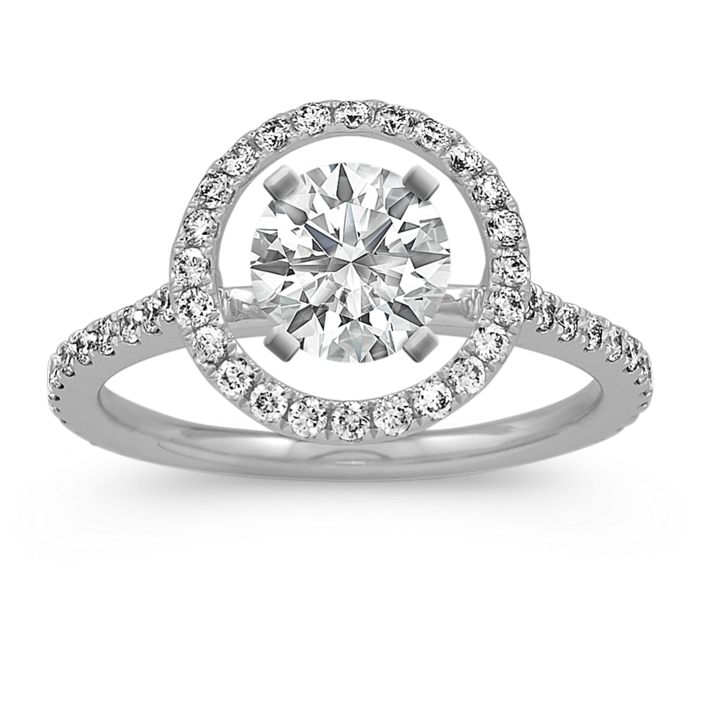 Slim Halo Engagement Ring for 3.25 ct Round
