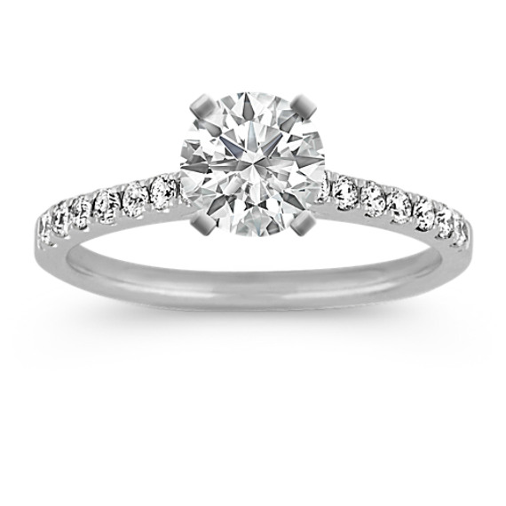 Cathedral Diamond Engagement Ring in Platinum with Brilliant Round Diamond