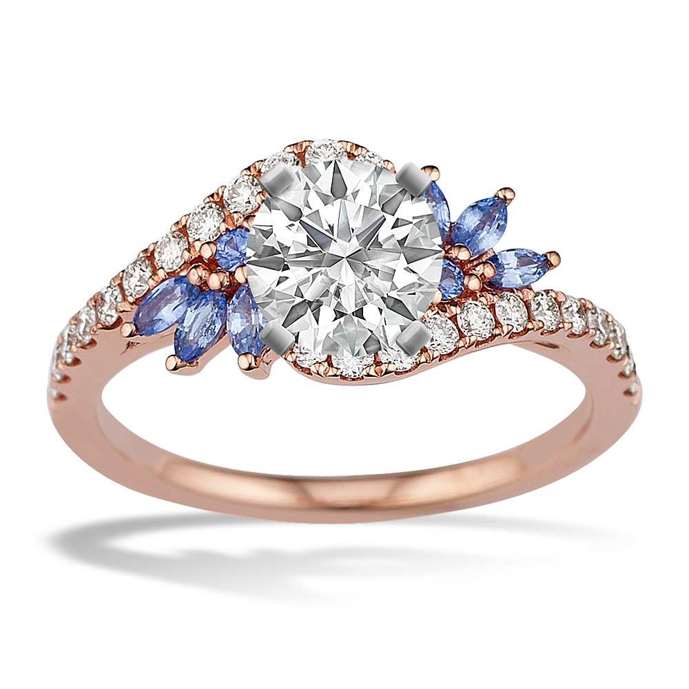 Hyacinth Sapphire Diamond Halo Engagement Ring