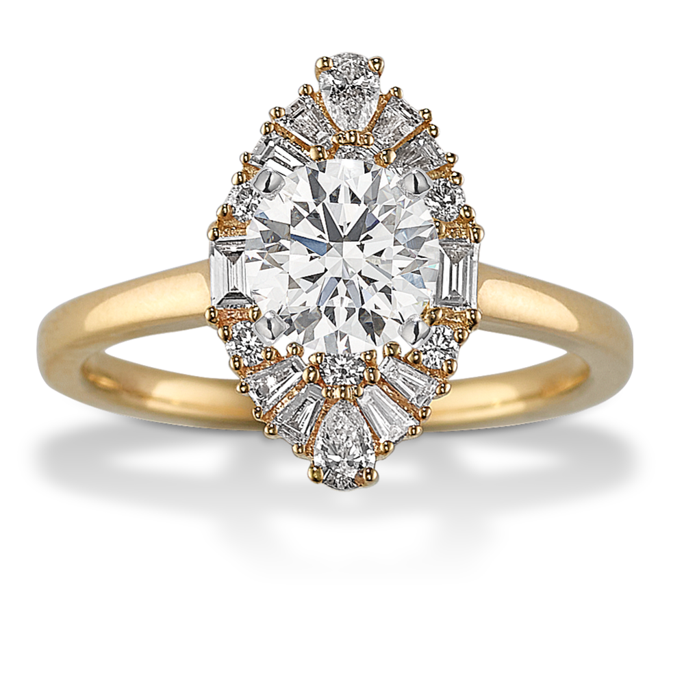 Concordia Diamond Halo Engagement Ring in 14K Yellow Gold