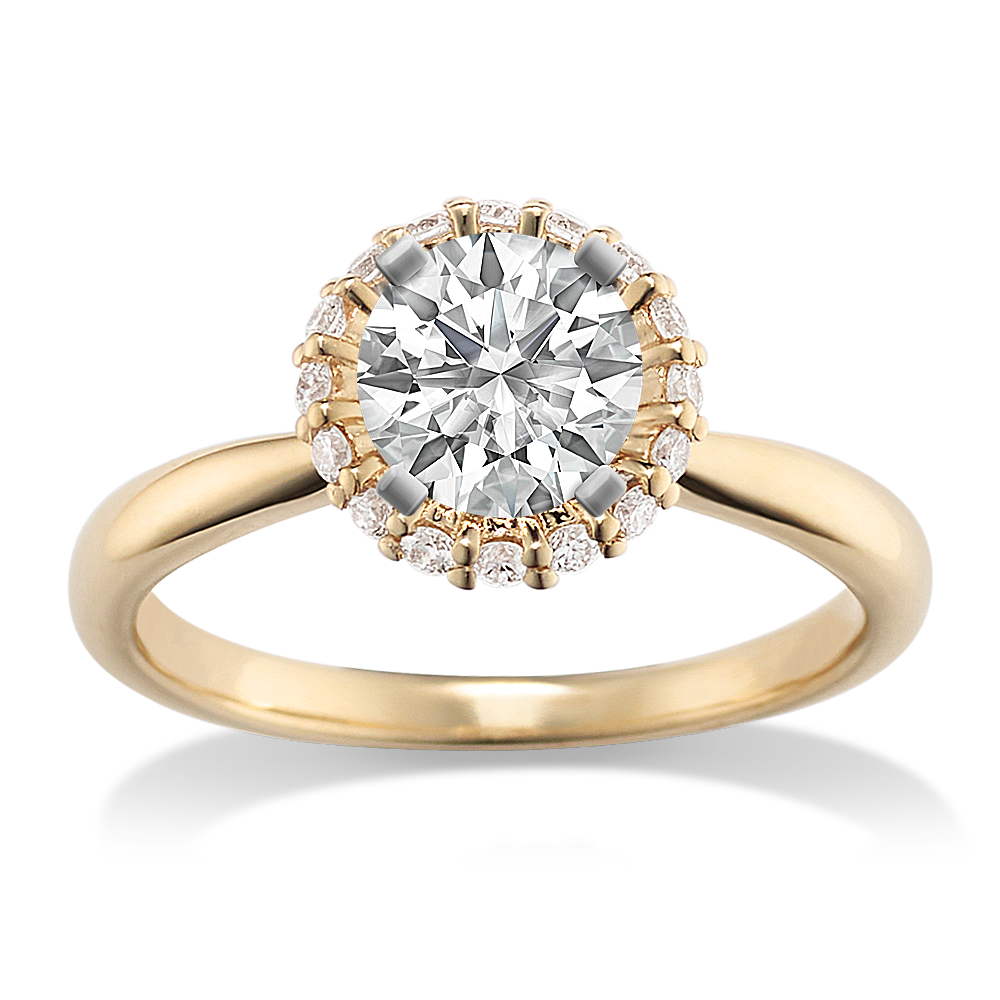 Round diamond halo engagement ring Lady & Diamond Ring Guard Enhance