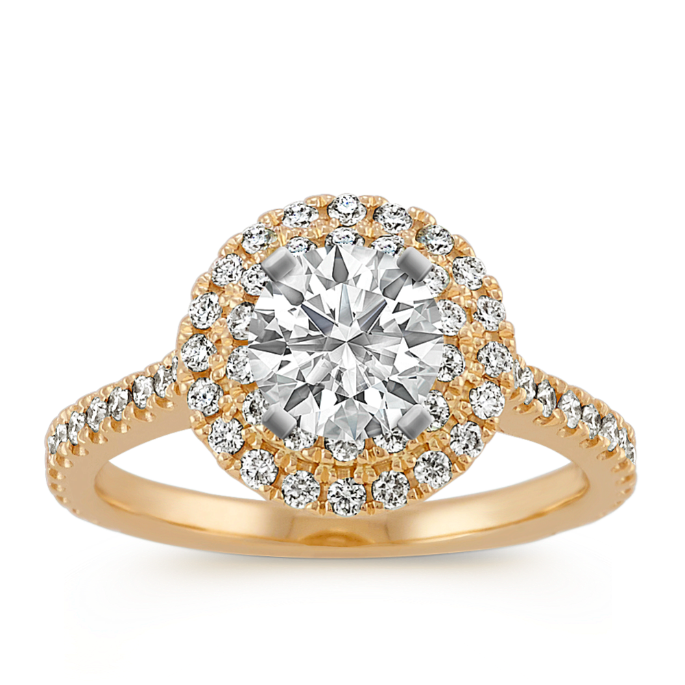 Round Double Halo Engagement Ring