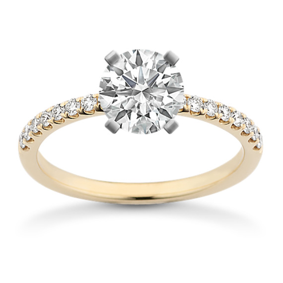 Diamond Engagement Ring with Pave Setting with Brilliant Round Diamond