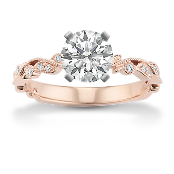 Vintage Diamond Engagement Ring in 14k Rose Gold with Brilliant Round Diamond