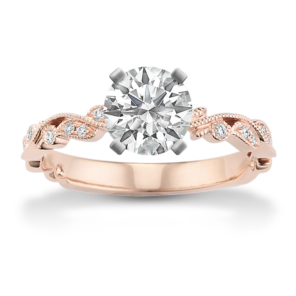 0.83 ct. Natural Diamond Engagement Ring in Rose Gold
