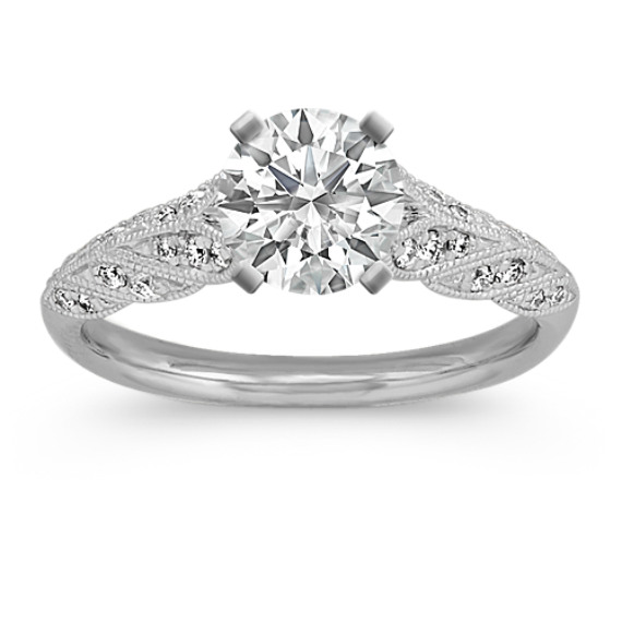 Vintage Cathedral Diamond Engagement Ring with Brilliant Round Diamond