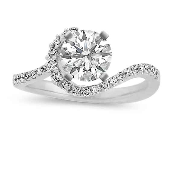 Diamond Swirl Ring in 14K White Gold