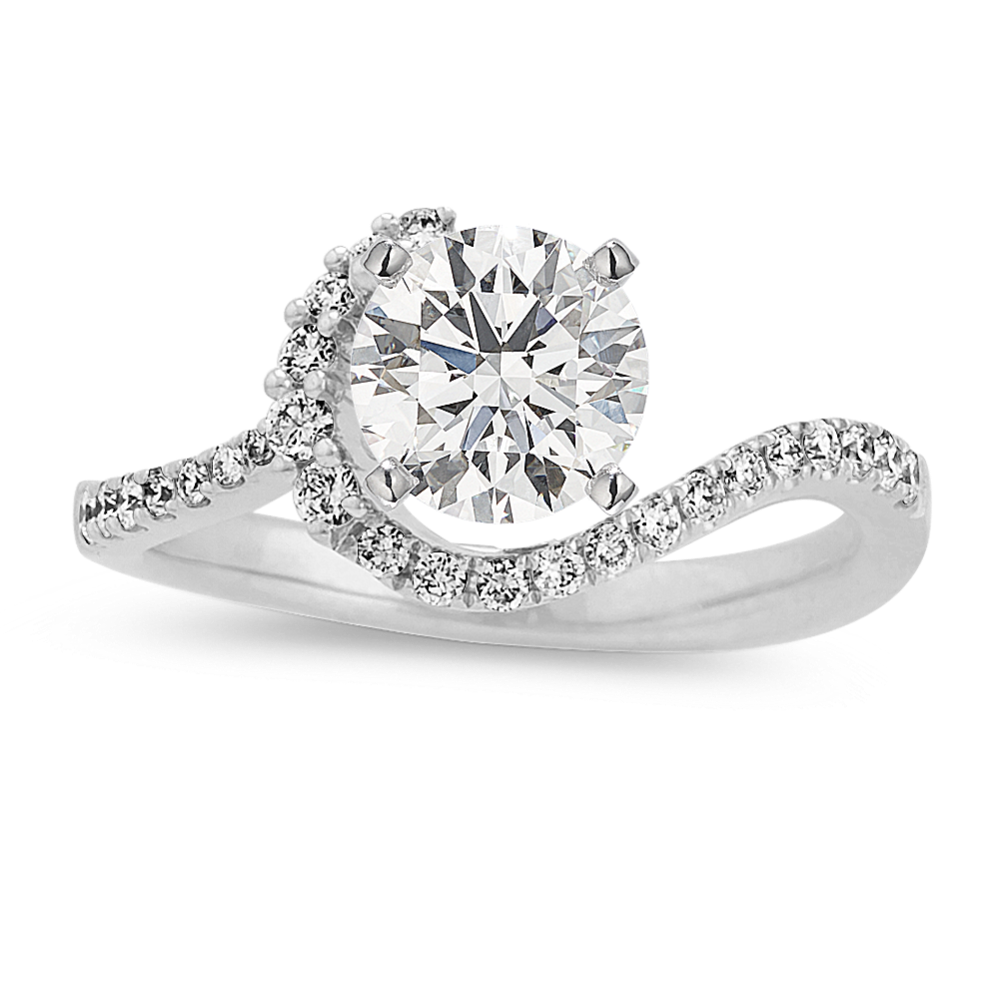 Diamond Swirl Ring in 14K White Gold