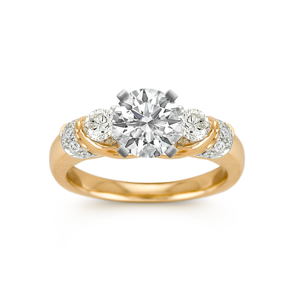 Three-Stone Natural Diamond Engagement Ring