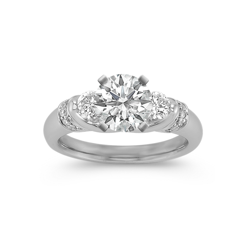 Three-Stone Natural Diamond Platinum Engagement Ring