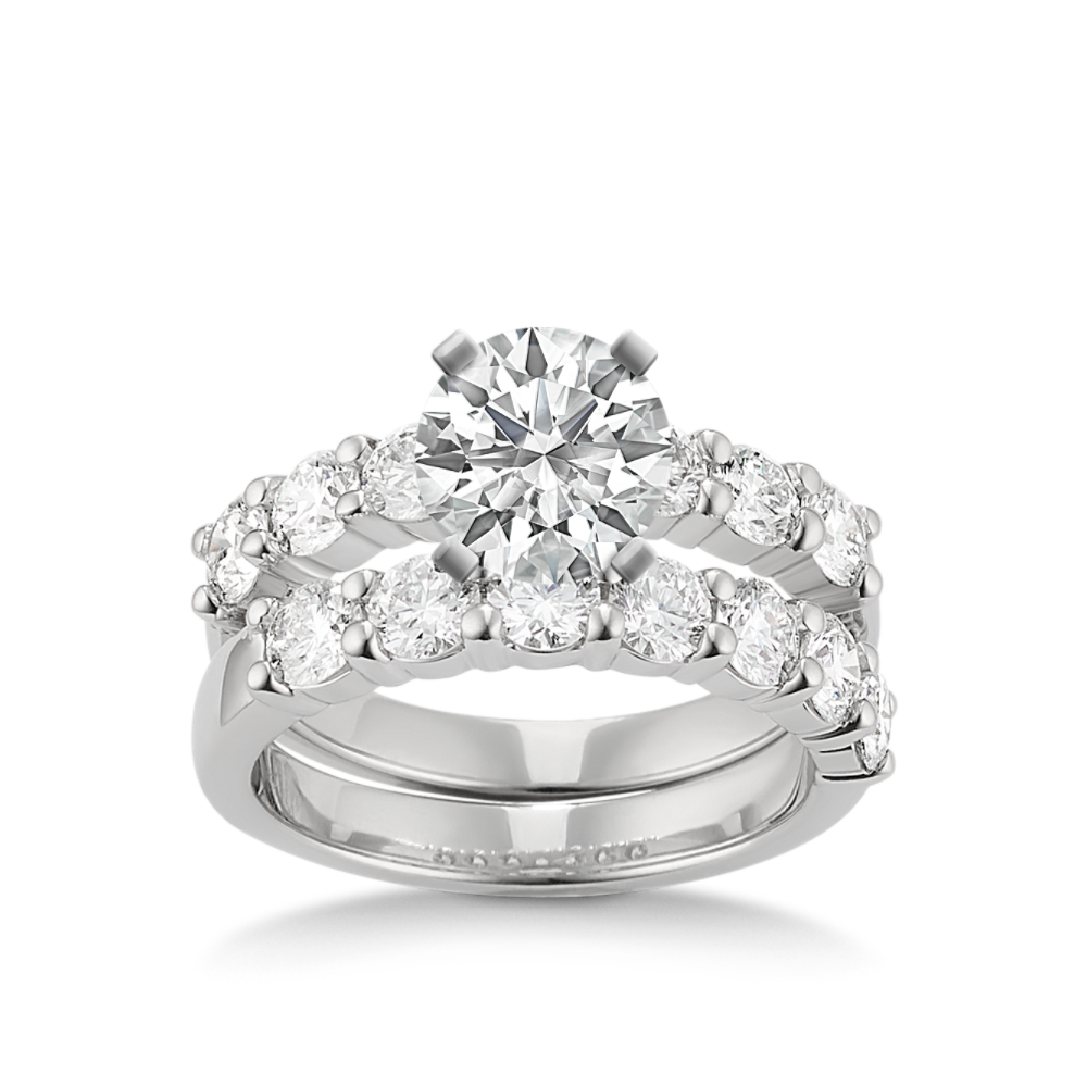 Natural Diamond Platinum Wedding Set