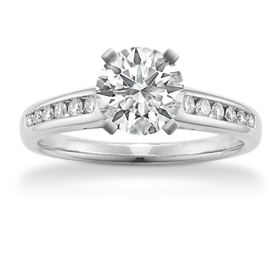 channel set round diamond engagement ring