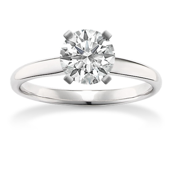 Solitaire Engagement Ring in 14k White Gold with Brilliant Round Diamond