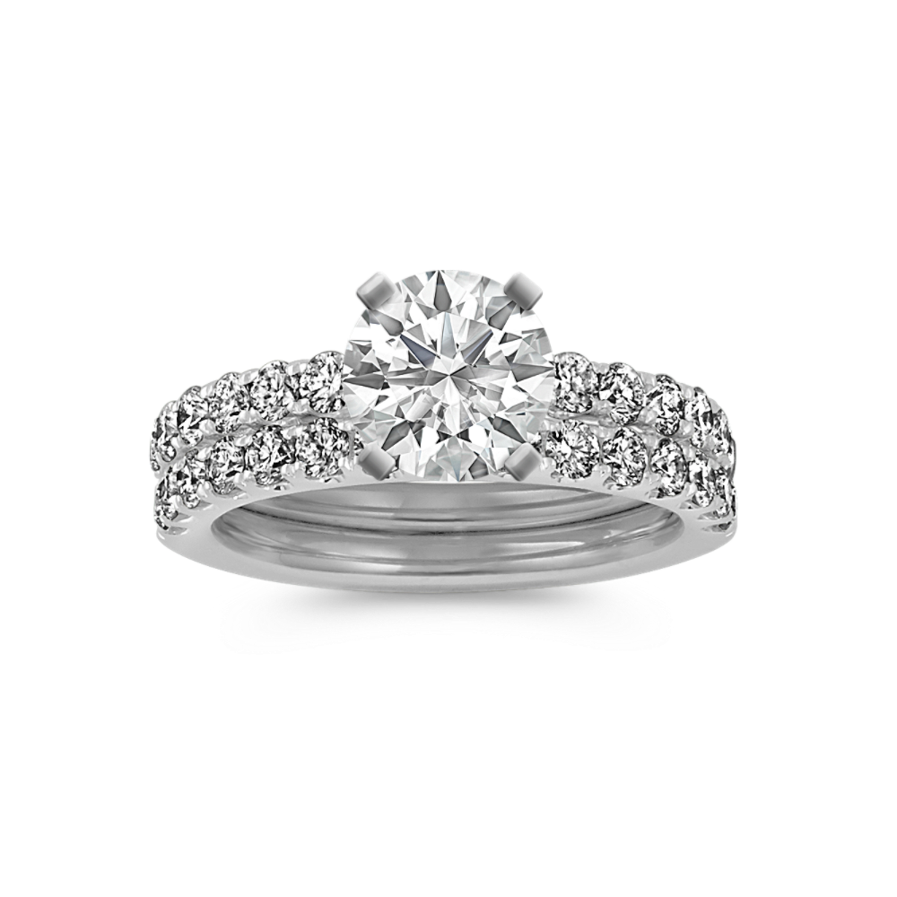 Affinity Classic Natural Diamond Wedding Set with Pave Setting