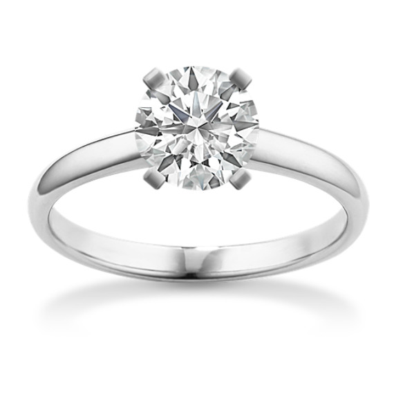 Platinum Solitaire Engagement Ring with Brilliant Round Diamond