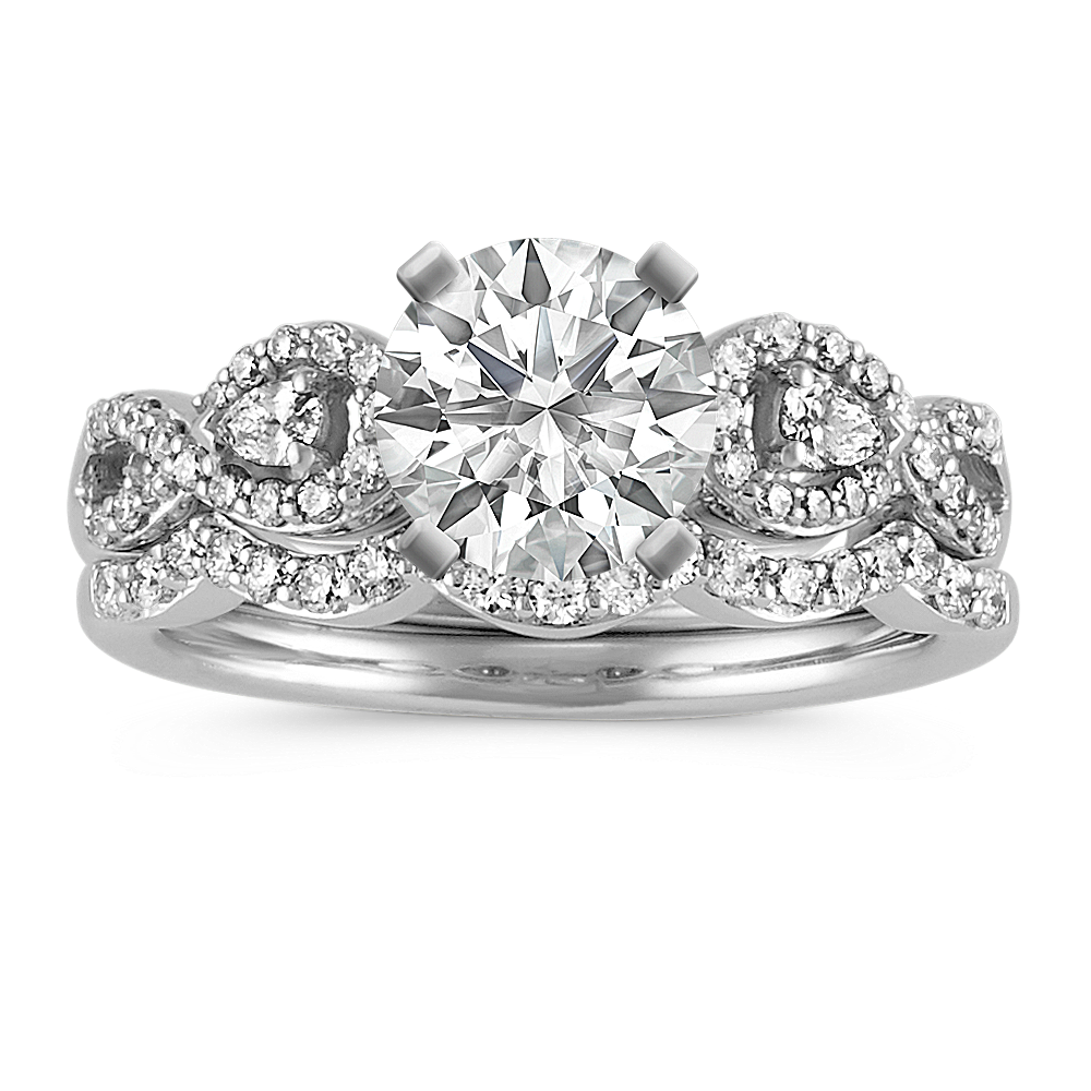 Infinity Pear-Shaped and Round Diamond Wedding Set with Pave-Setting