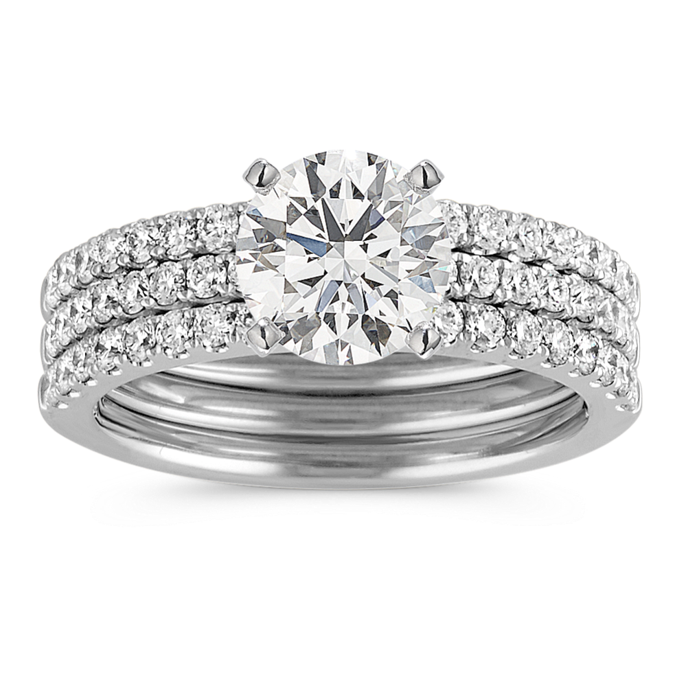 Cielo Triple Band Round Diamond Wedding Set