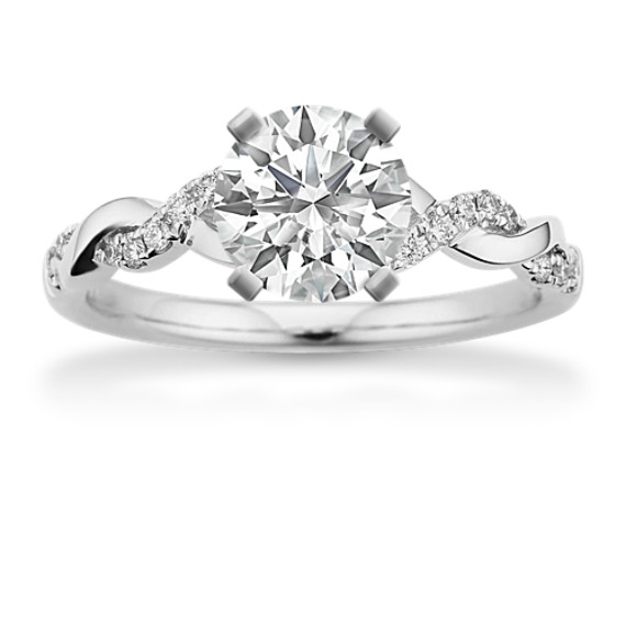 Willow Round Natural Diamond Infinity Engagement Ring in 14k White Gold
