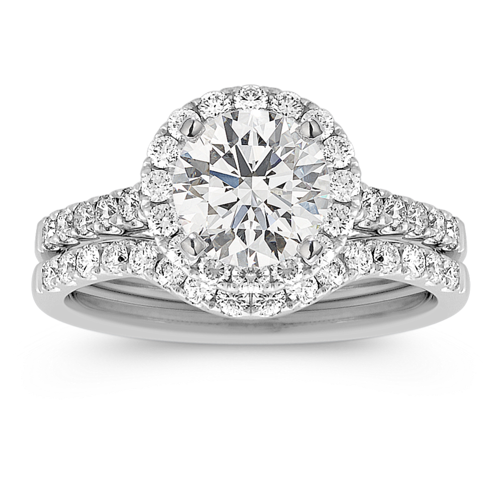 Halo Pave Set Diamond Wedding Set