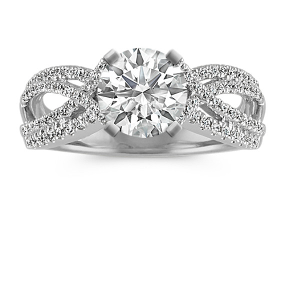 Split Shank to Crossing Round Diamond Engagement Ring