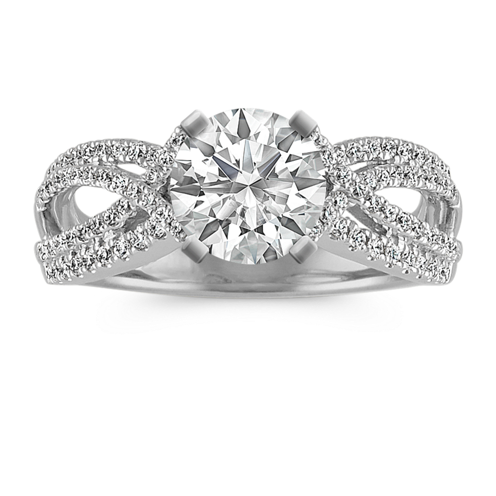 Split Shank to Crossing Round Diamond Engagement Ring