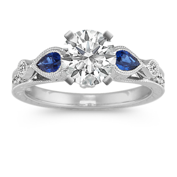 Vintage Pear-Shaped Sapphire and Diamond Engagement Ring