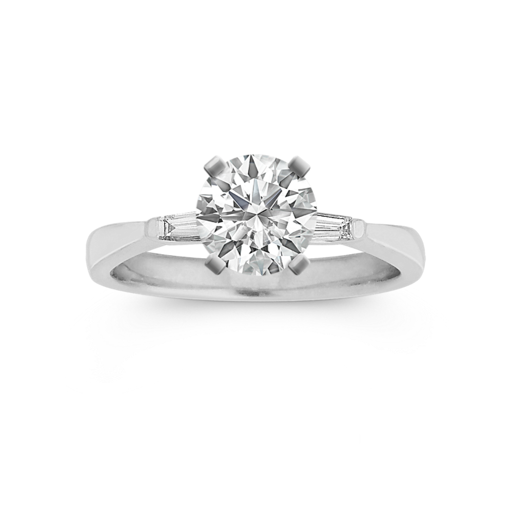 Three-Stone Baguette Natural Diamond Engagement Ring