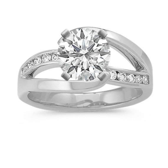 Swirl Diamond Engagement Ring with Channel-Setting