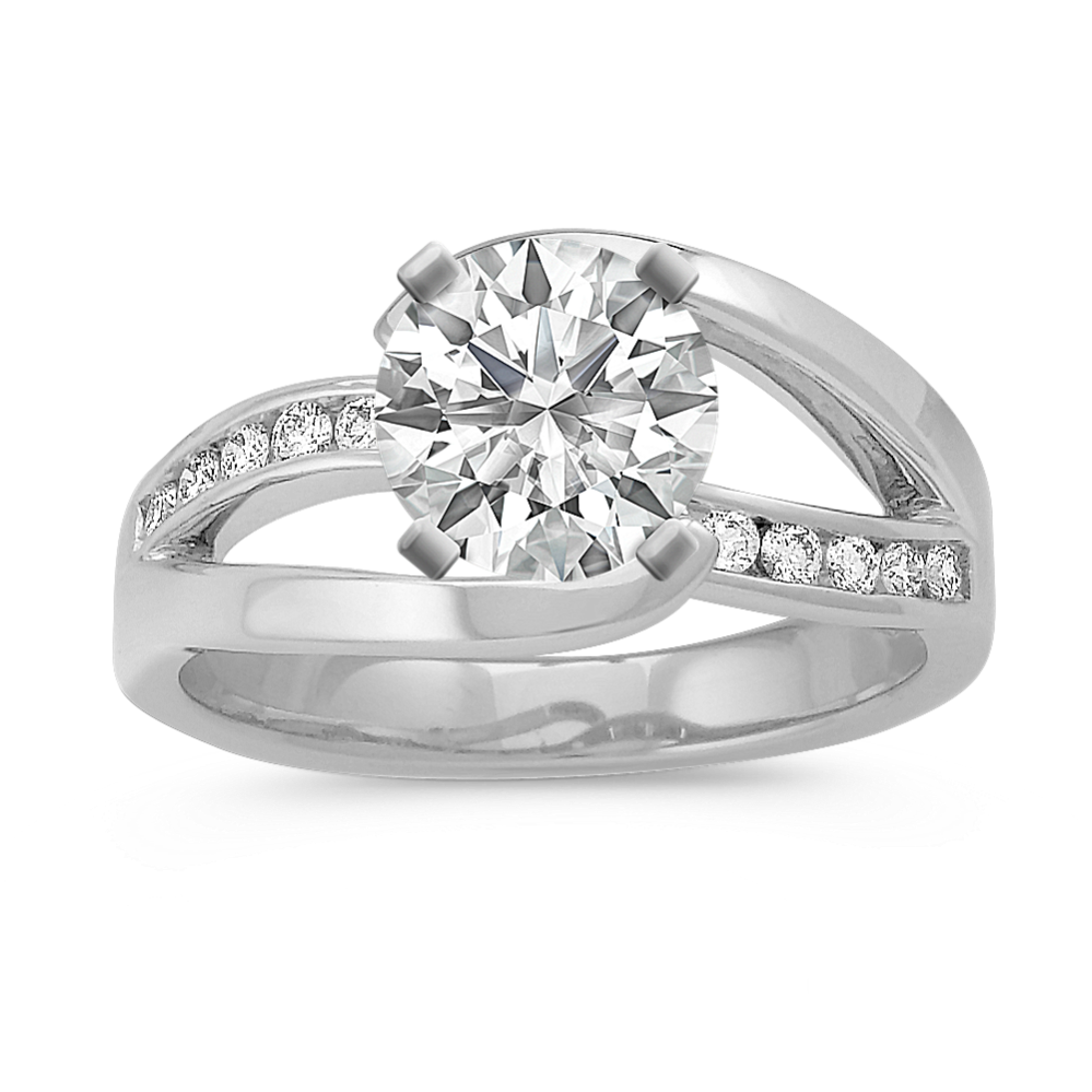Swirl Diamond Engagement Ring with Channel-Setting
