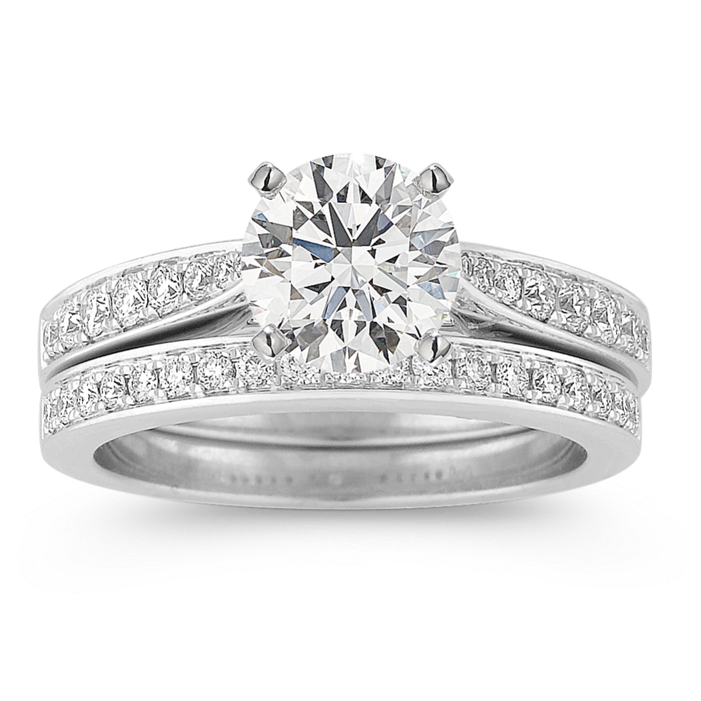 Bordered Pave Wedding Set