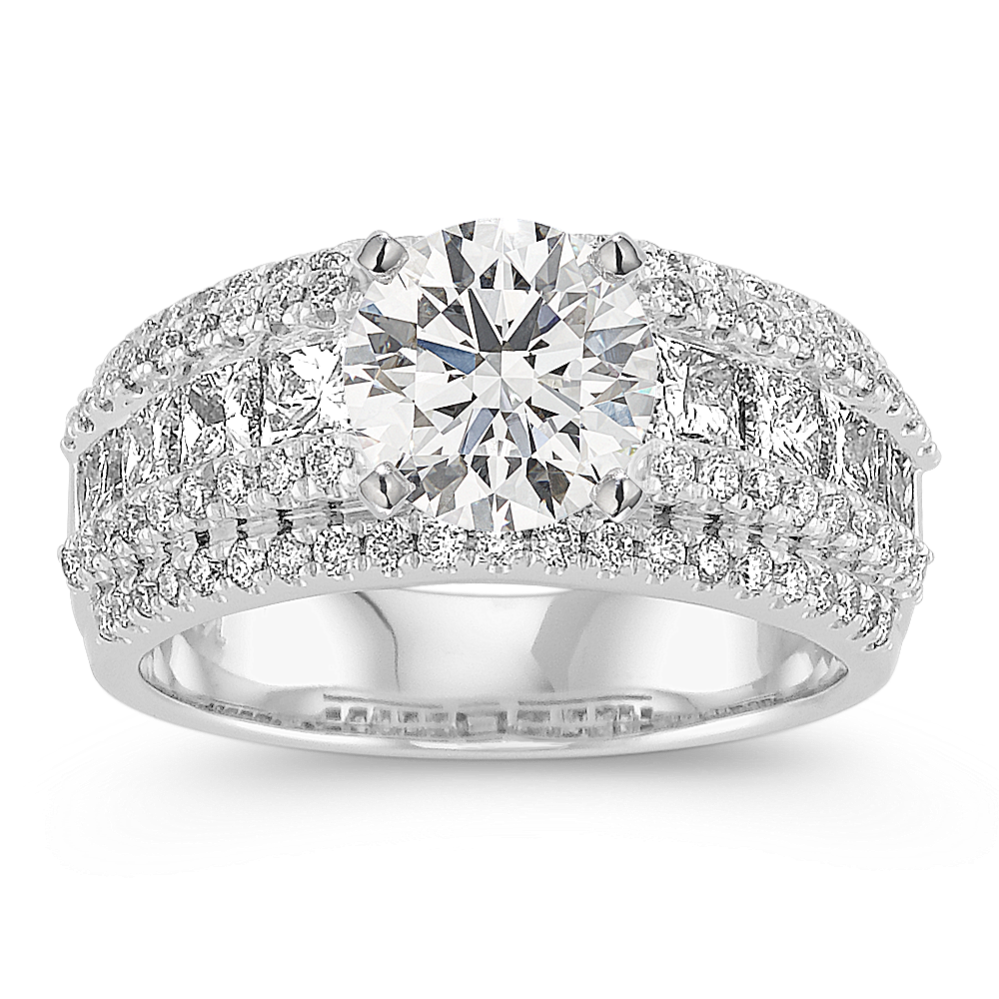 Princess Cut and Round Diamond Engagement Ring