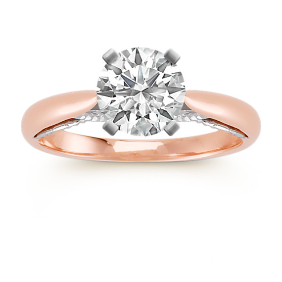 Cathedral Diamond 14k White and Rose Gold Engagement Ring