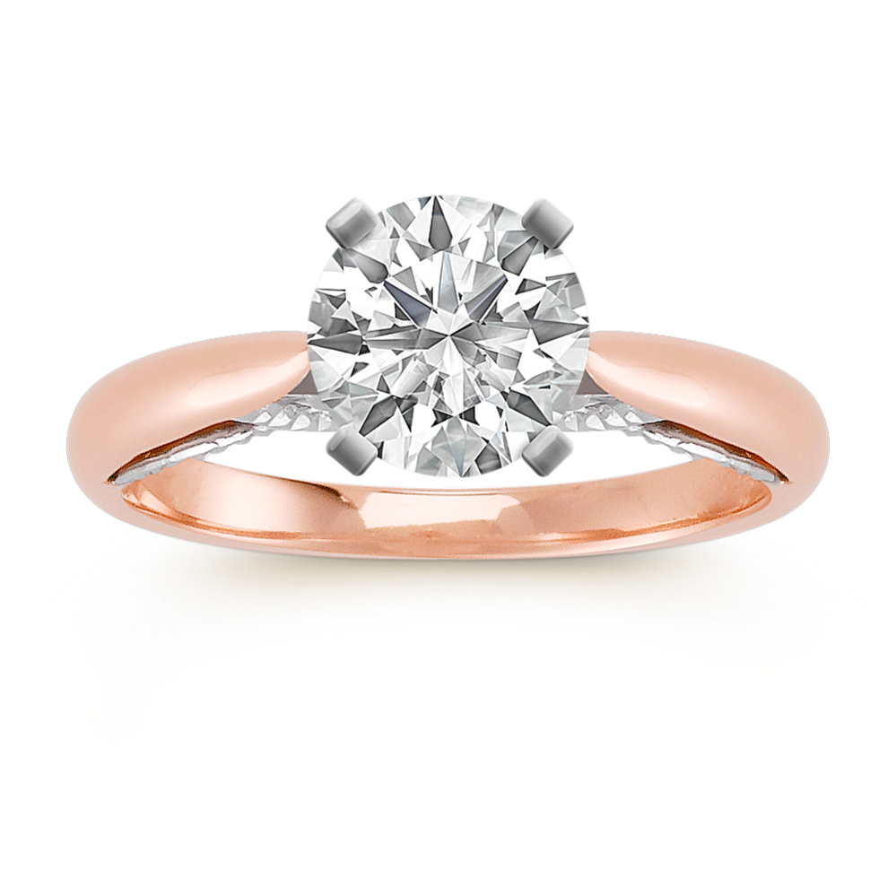 Cathedral Diamond 14k White and Rose Gold Engagement Ring