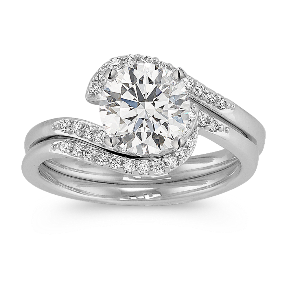 Swirl Round Diamond Wedding Set