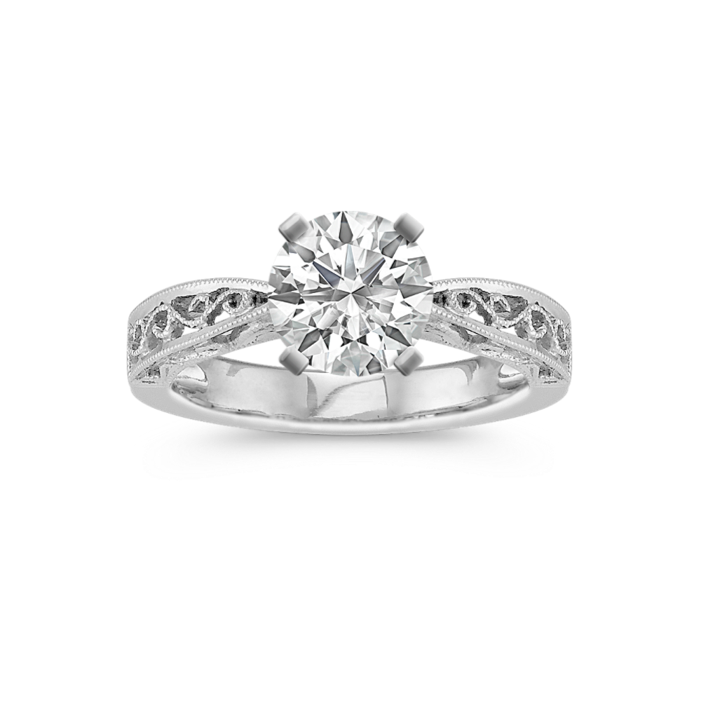 Vintage Solitaire 14k White Gold Engagement Ring