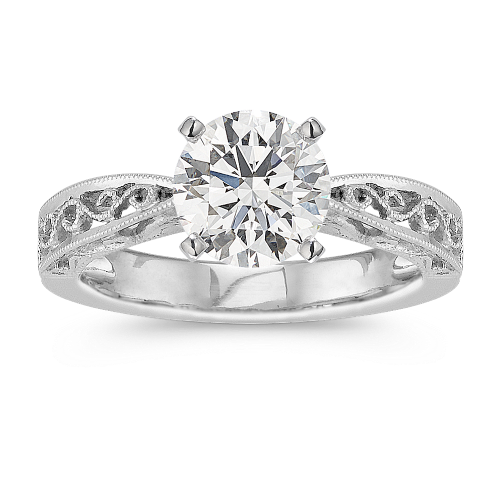 Vintage Solitaire 14k White Gold Engagement Ring