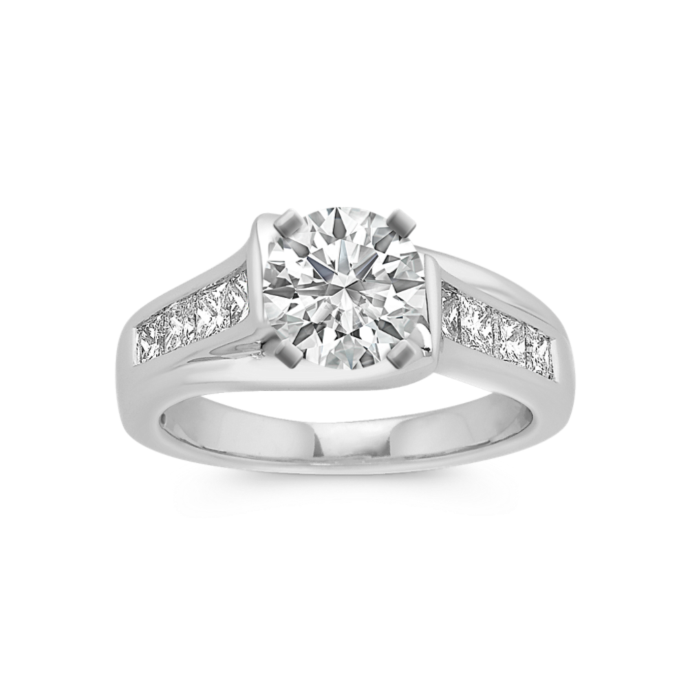 Cathedral Princess Cut Engagement Ring with Channel-Setting