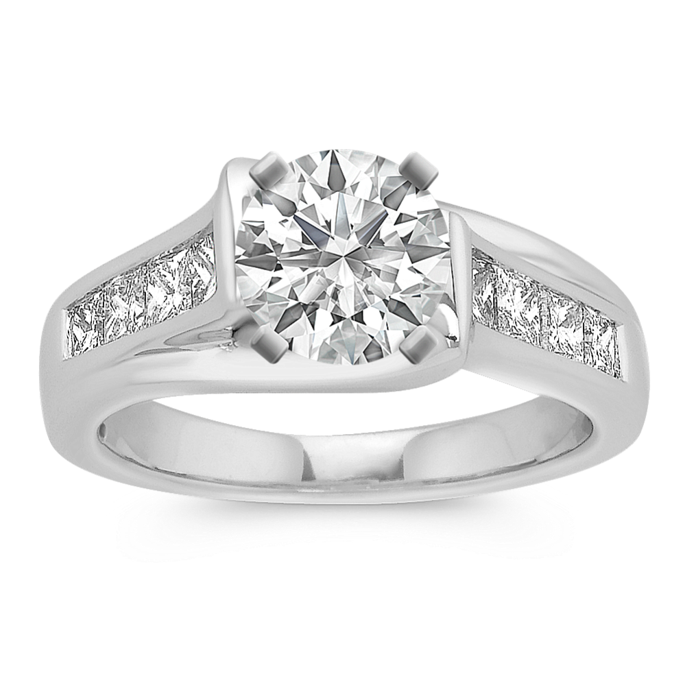 Cathedral Princess Cut Engagement Ring with Channel-Setting