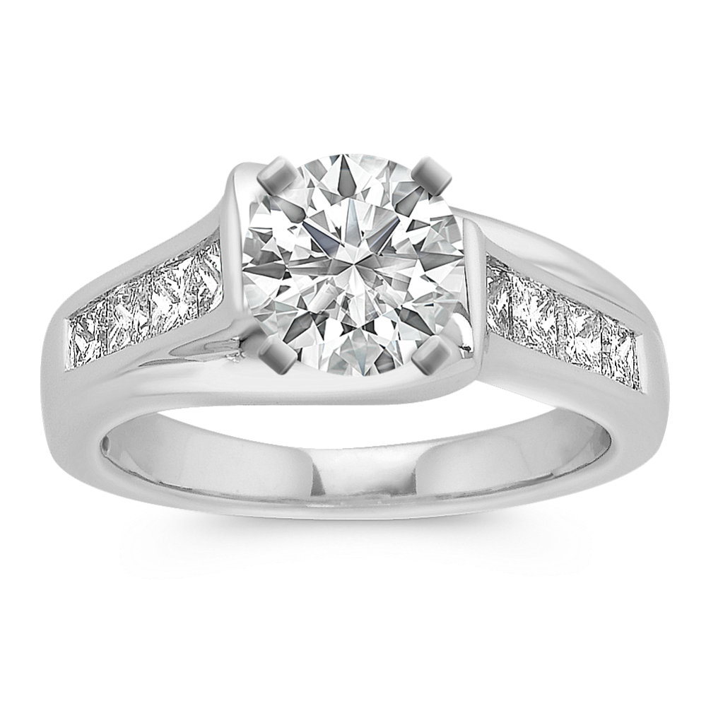 Princess cut diamond cathedral setting deals