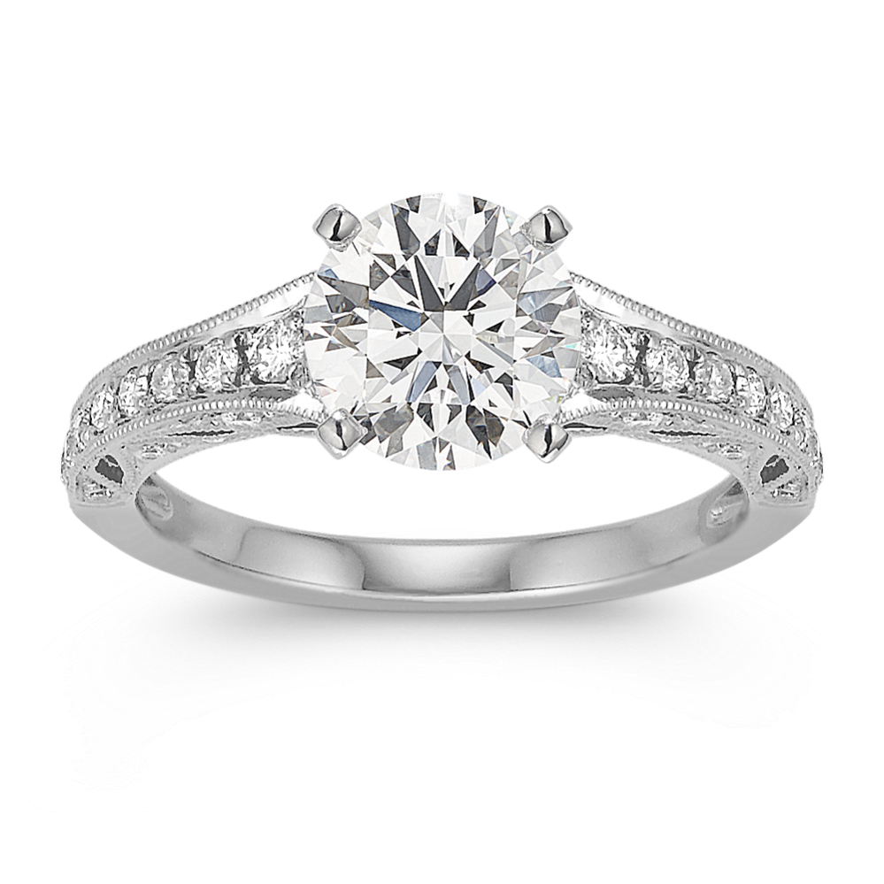 Vintage Diamond Engagement Ring with Pave Setting