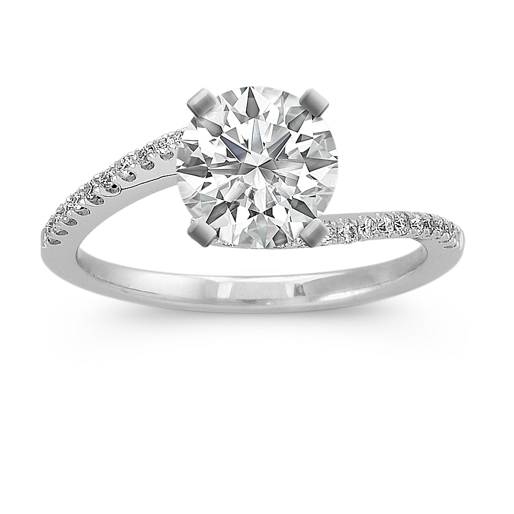 Round Diamond Ring in 14k White Gold