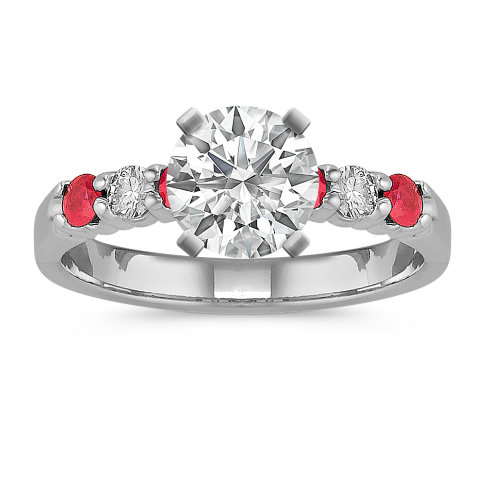 Round Ruby and Diamond Engagement Ring