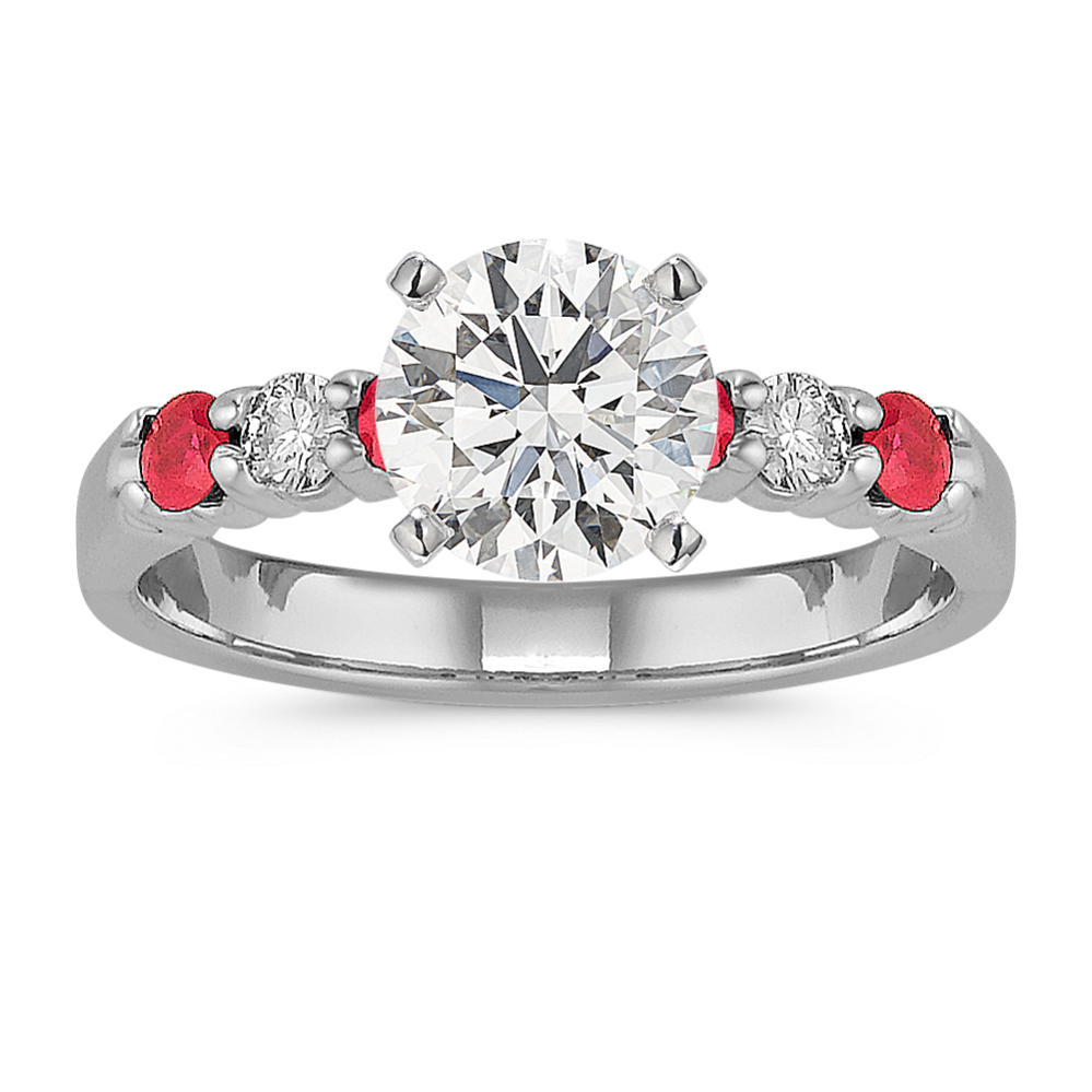 Round Ruby and Diamond Engagement Ring