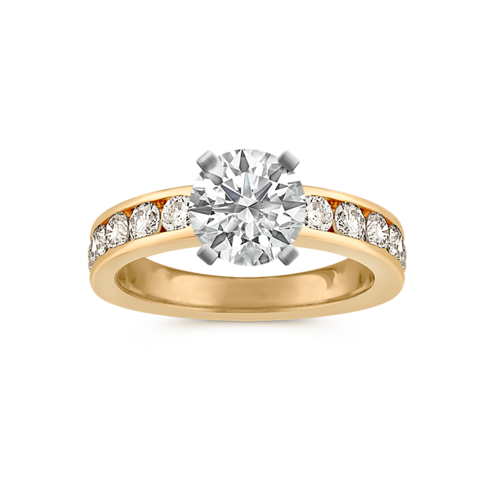 Natural Diamond Engagement Ring with Channel-Setting