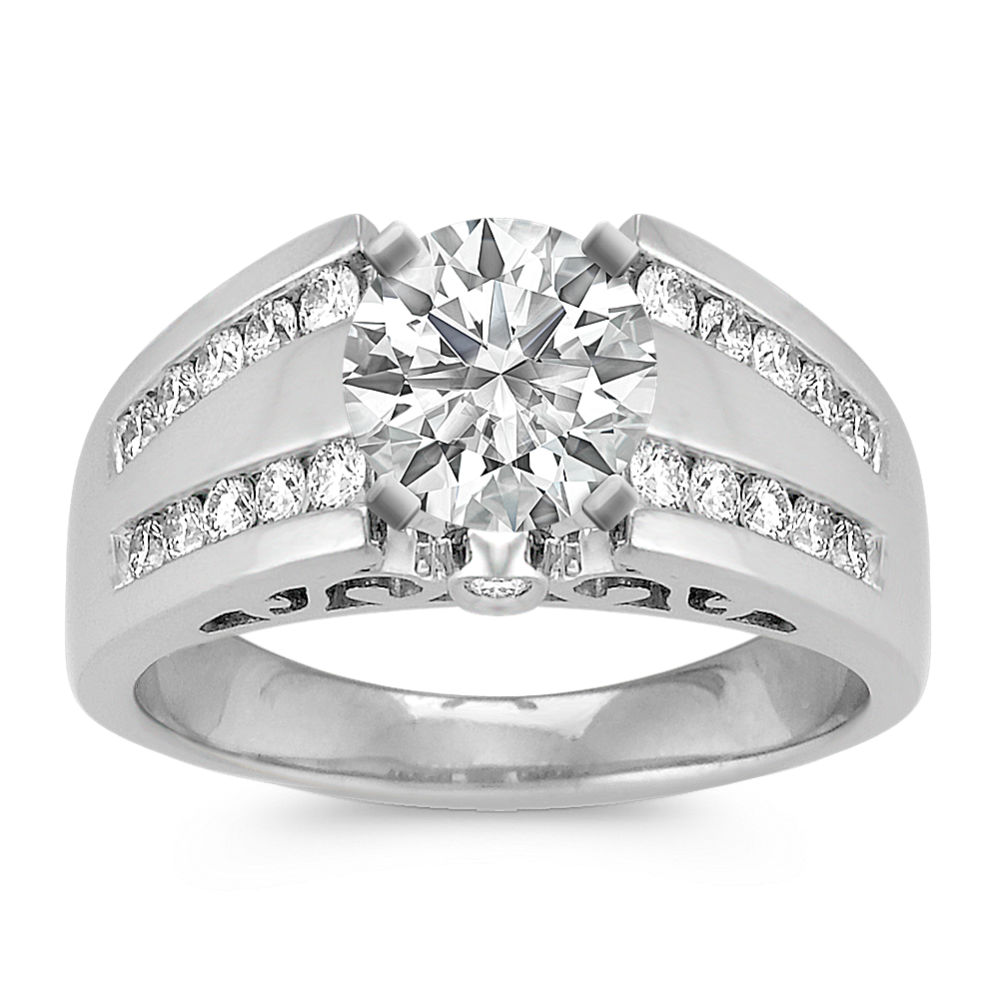 Cathedral Diamond Engagement Ring with Channel-Setting